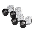 Handheld portable metal magnifying glass with optical glass lens for jewellery and coin identification.