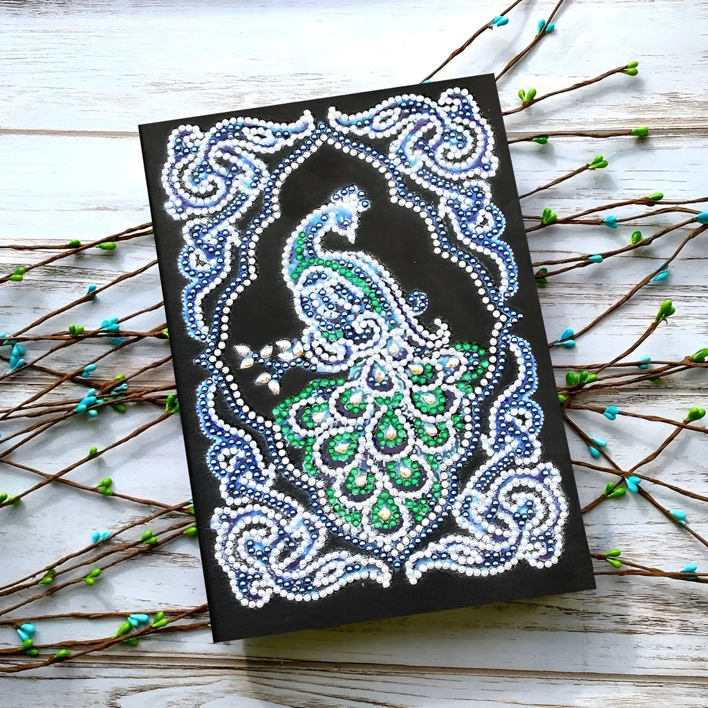 Black A5 diamond painting notebook, 142 x 207 x 8 mm, with shaped drill and bright drill cover