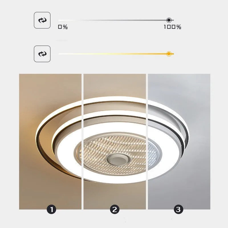 Tieyi LED ceiling fan light 55cm in black white finish with three fan blades and acrylic light cover