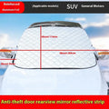 Aluminium foil winter car cover for SUV windshields with reflective stripes and magnets