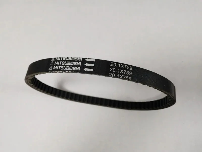 Black motorcycle drive belt for Jinli GP110 and Fengli VP110 scooters, part number 20.1-759