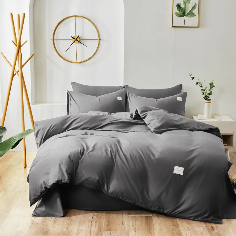 Bedding set with duvet cover, flat sheet, and pillowcases in 1.2m to 2m sizes