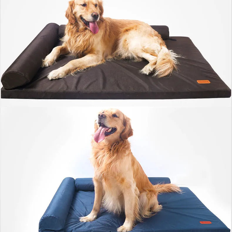 Removable washable all-weather dog bed in coffee colour, medium size, with oxford cloth cover and sponge cushion