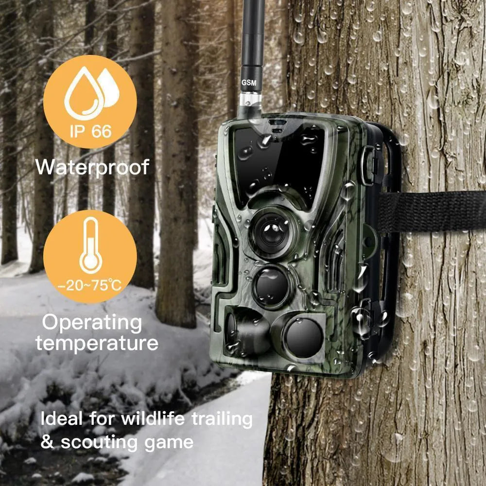Green cellular trail camera with 16MP sensor for hunting and wildlife monitoring