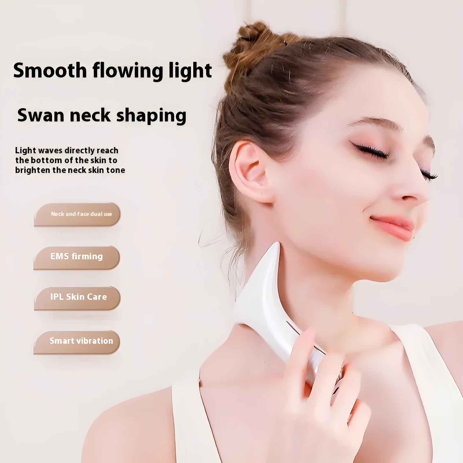 Handheld dual-purpose lifting and tightening color light neck beauty instrument with vibration massage in black