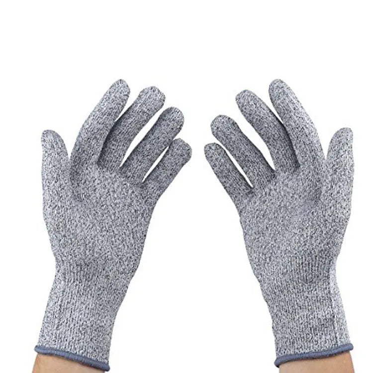 Grey edge rubber-dipped cut-resistant HPPE work gloves for kitchen and industrial use