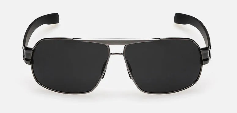 Polarized sunglasses for men with metal square frame and TAC lenses in black, bronze, grey, or silver