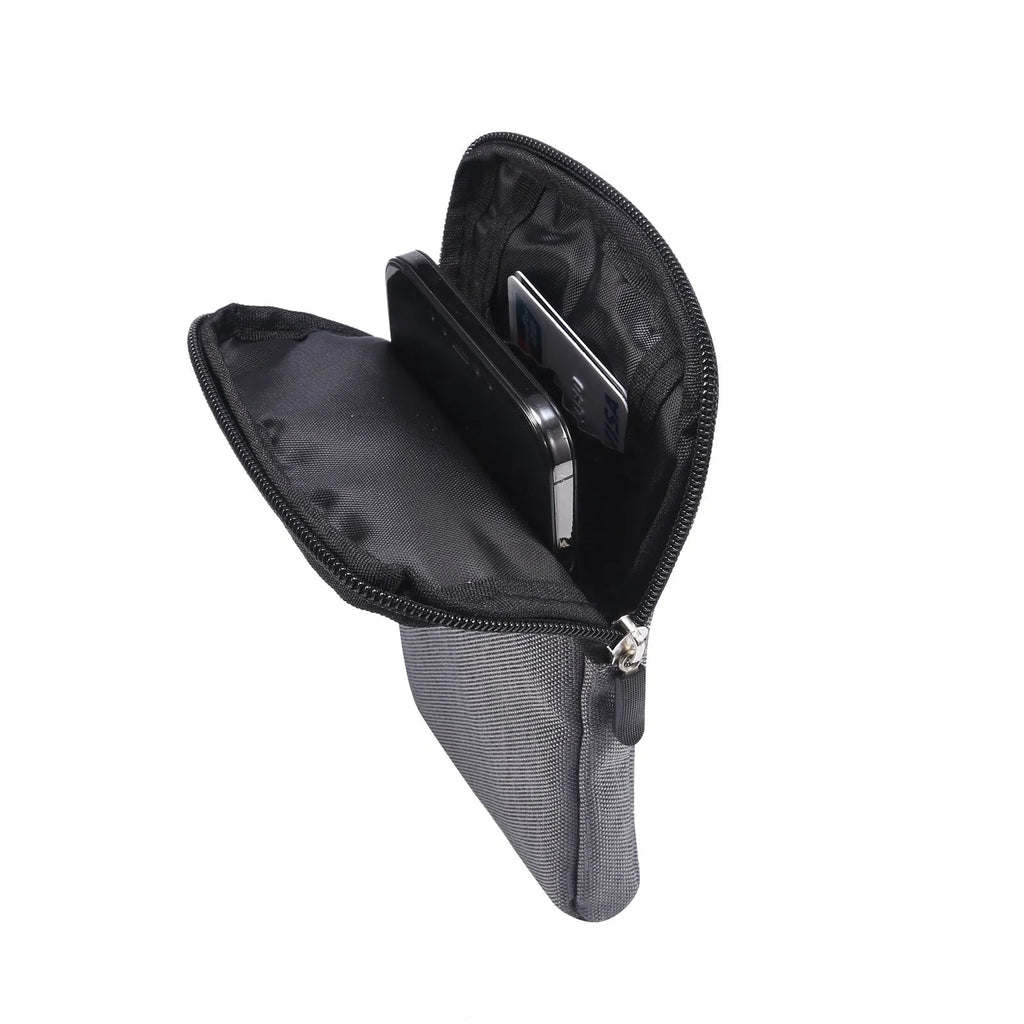 Solid colour waterproof neoprene waist bag with cross-body strap for Apple, Huawei or Samsung smartphones.