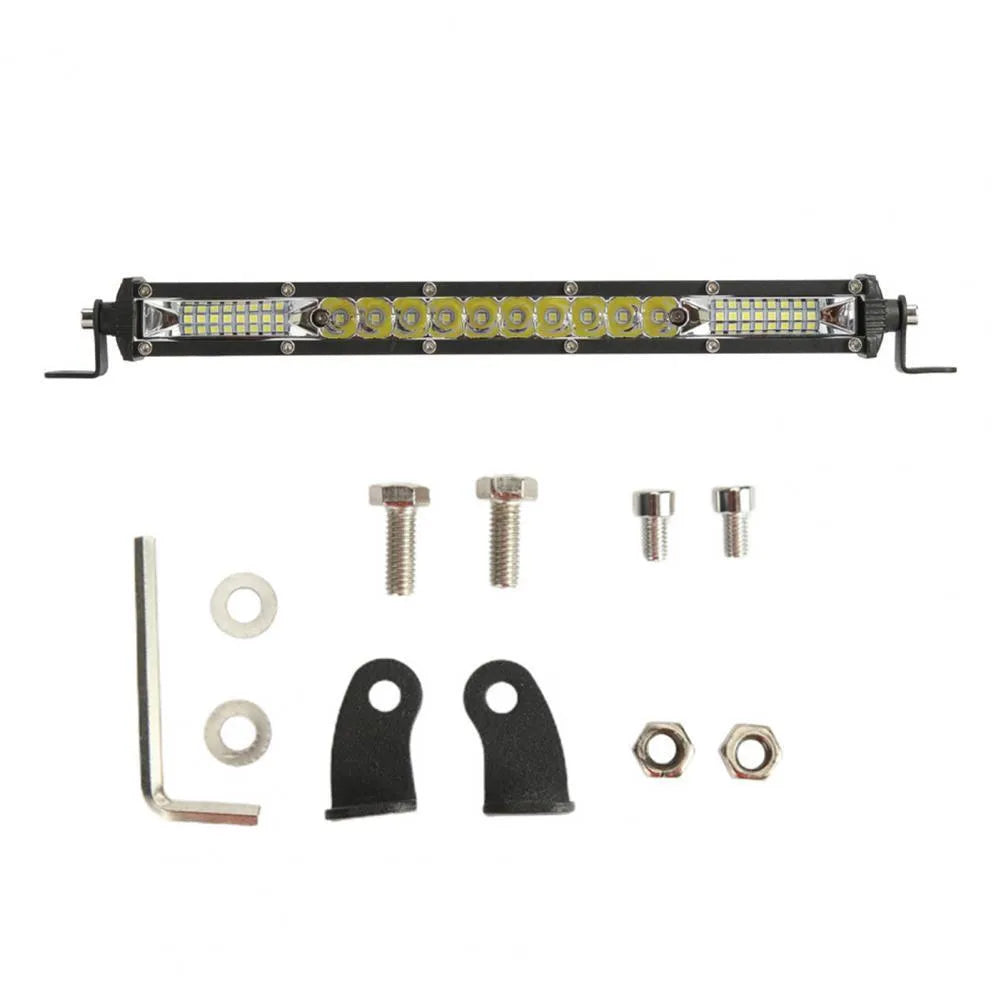 Ultra-thin white aluminium LED light bar for vehicle roof mounting, shown in 10, 20 and 30 inch sizes.