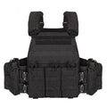 Men's camouflage polyester tactical vest shown in an army green colour, designed for outdoor training and shooting sports.