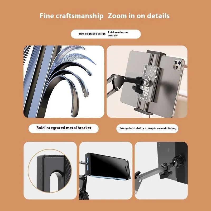 Folding universal phone holder with ABS metal construction and multiple clip options for bedside table