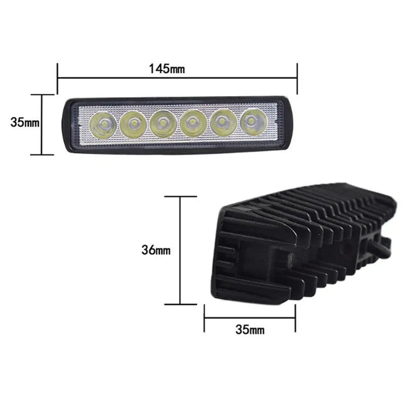 Black die-cast aluminium automobile auxiliary spotlight with clear lens for 18W LED light output.