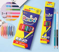 Set of wooden double-headed coloured pencils in 12-piece and 6-piece pack options for art students.