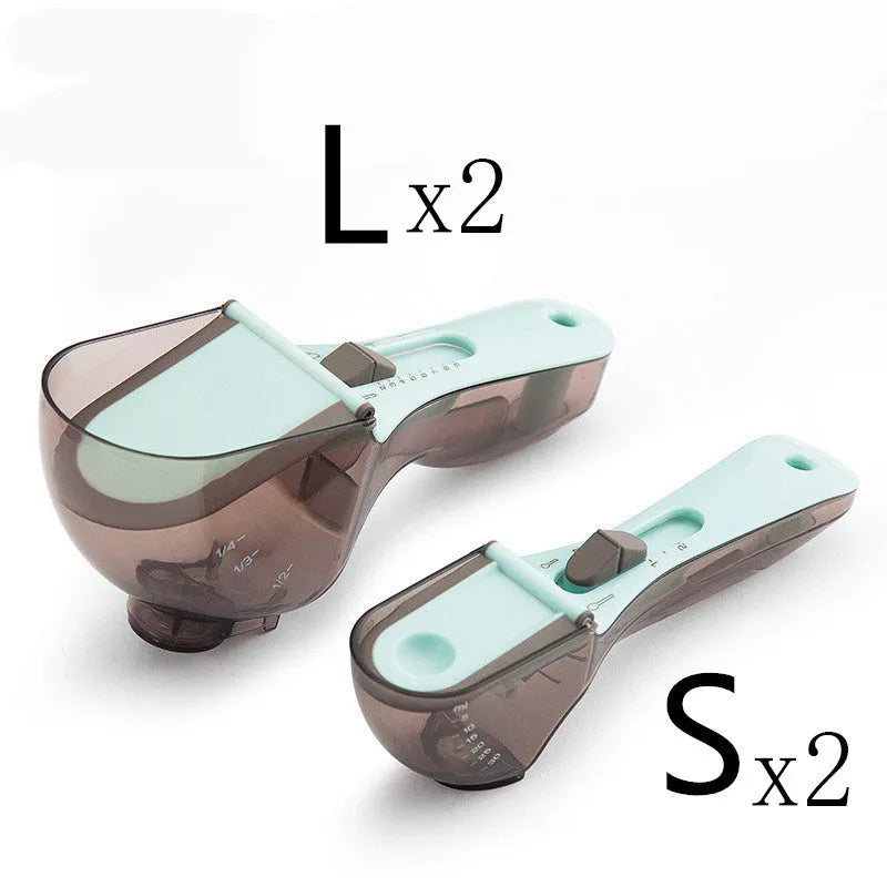 Blue and orange digital measuring spoons with magnetic connection and ergonomic handles