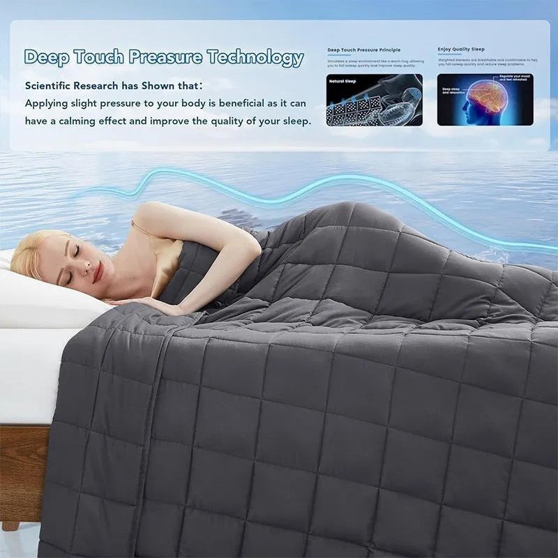 Gravity blanket weighted blanket light grey polyester velvet 152x203cm for dormitory or sofa use