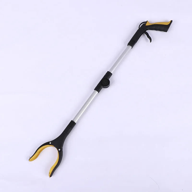 Foldable aluminium garbage clamp with magnetic chuck shown extended to 80cm and folded to 42cm