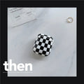 Black and green checkerboard pattern TPU protective cases for Apple AirPods with lanyard and loop pendant options.