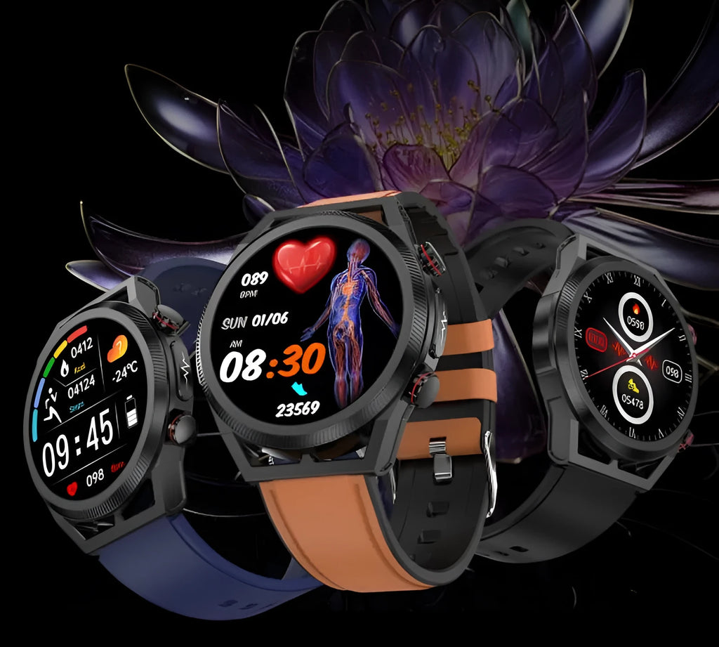 Non-invasive blood sugar testing smart watch with ECG and 1.39 inch IPS HD screen, metal alloy shell