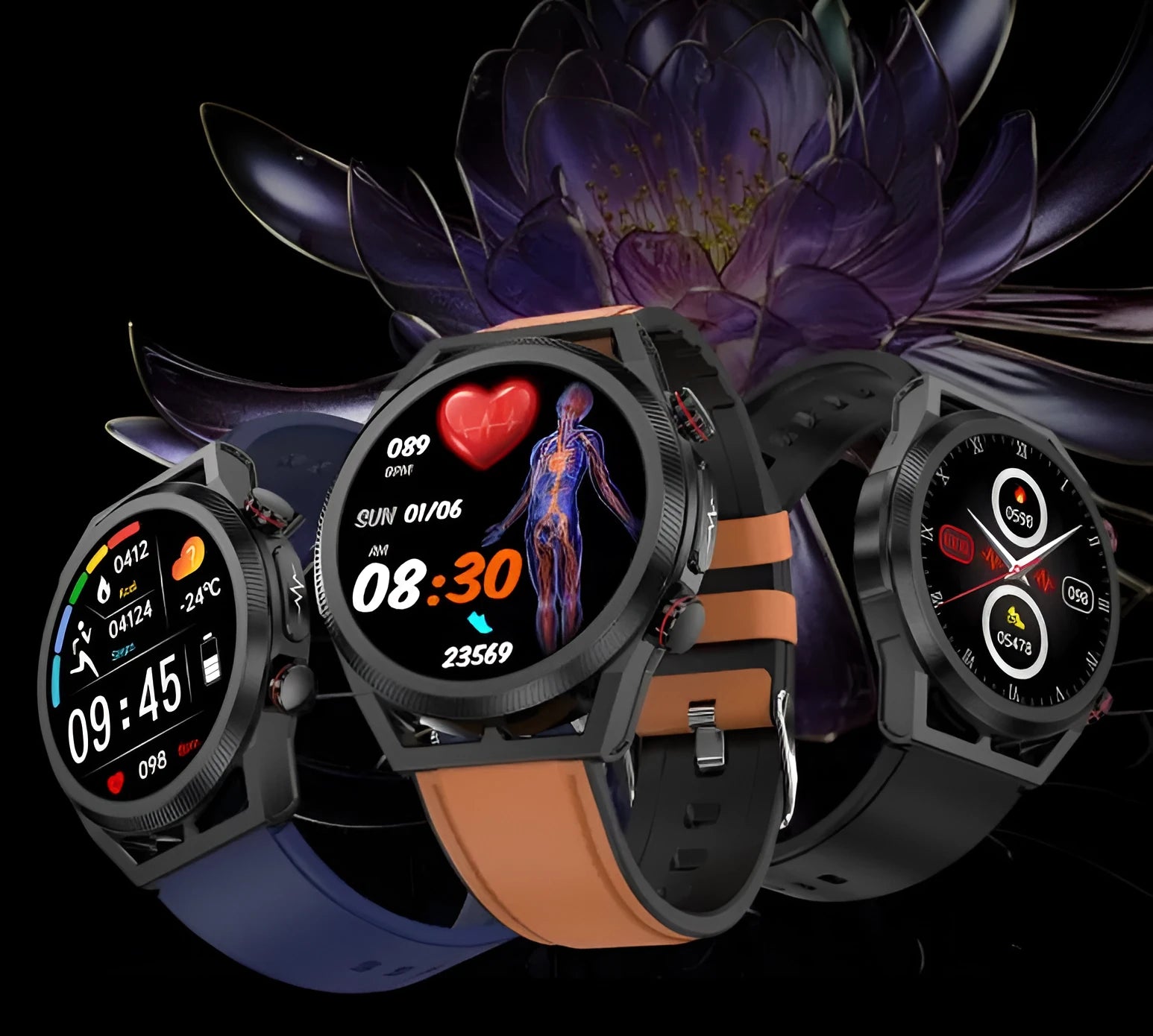Non-invasive blood sugar testing smart watch with ECG and 1.39 inch IPS HD screen, metal alloy shell