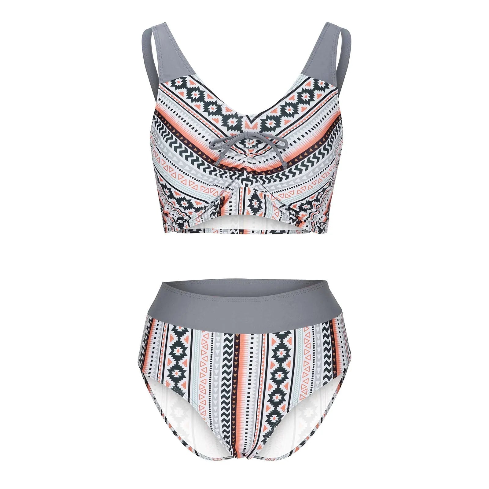 Women's blue cross sling split swimsuit bikini set with briefs-style lining