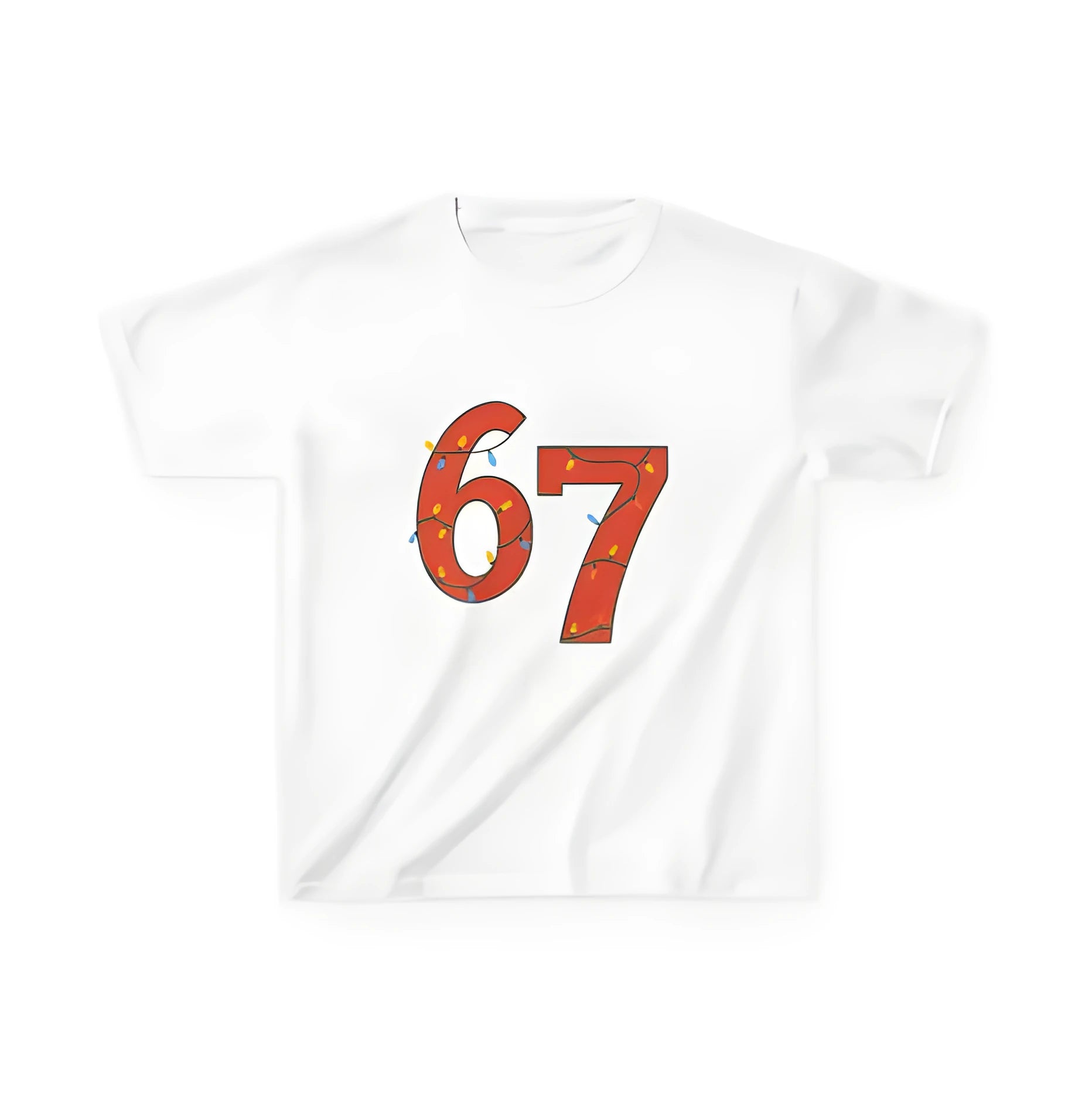 Children's pure cotton short sleeve T-shirt in white with printed logo, drop shoulder design, suitable for heights 100-160cm