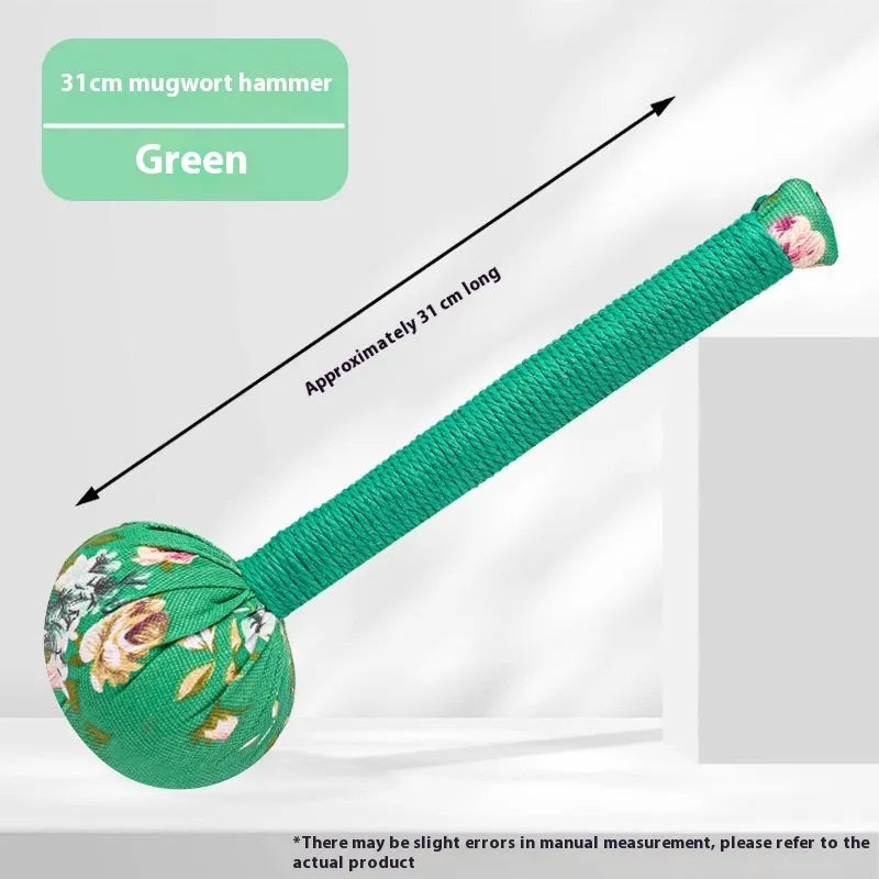 Argy wormwood massage hammer in green colour with 26cm handle length