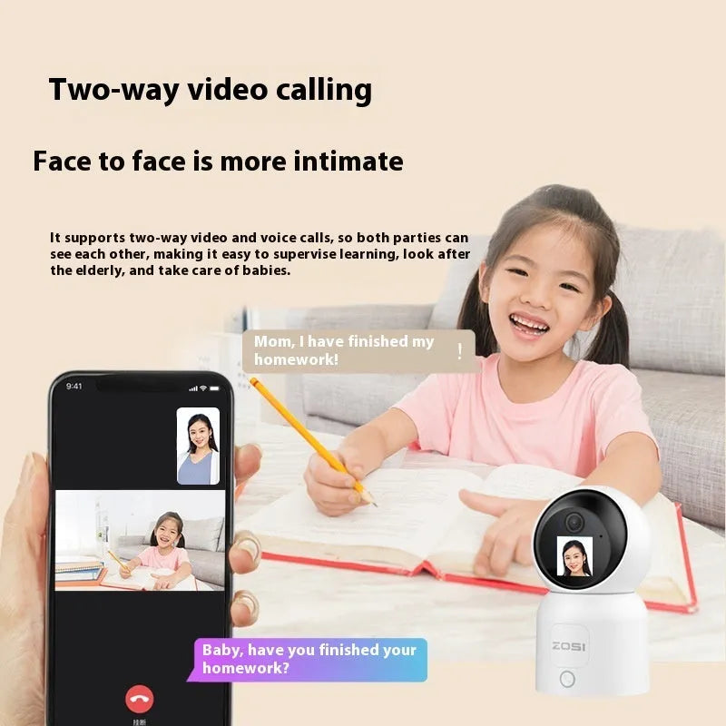 Zhou Shi wireless indoor security camera with integrated screen showing camera view