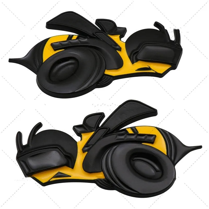 Big Bee zinc alloy car bumper sticker pair in large 11.2 by 6.2 cm size on a vehicle.
