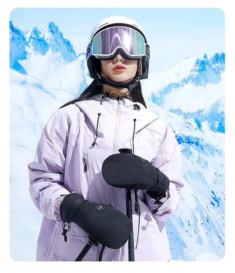 Black touch screen compatible cycling mittens made from thick pongee cloth.