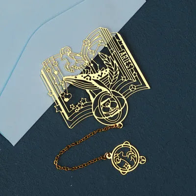 Twelve Constellations Series brass metal bookmark with hollowed zodiac sign design
