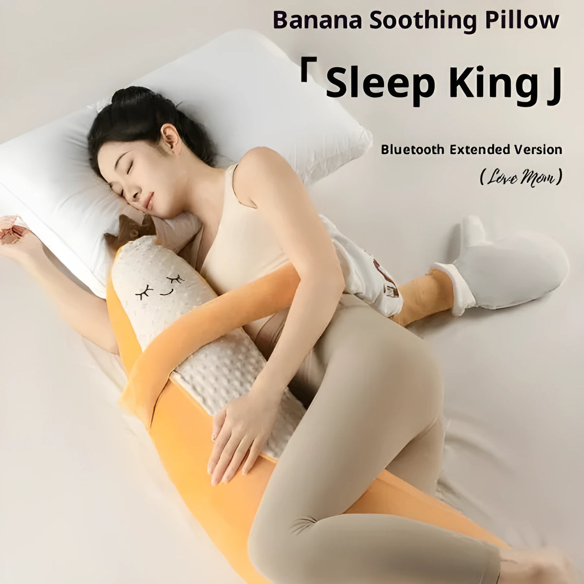 Yellow Banana King soft plush sleeping pillow toy in banana shape with mesh bag, available in three sizes