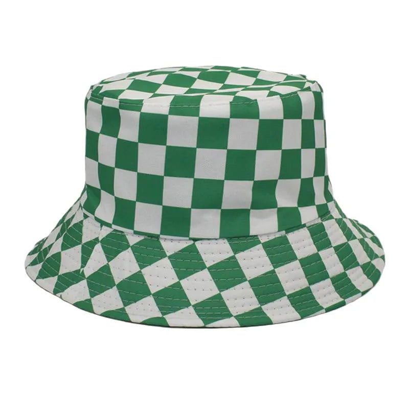 Cotton bucket hat for men, double-sided wear, flat top, size M 56-58cm, in red green blue black or grey