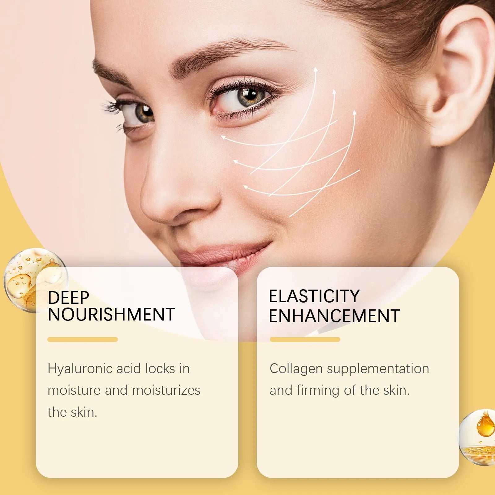 50g neck cream jar with anti-aging formula containing hyaluronic acid and collagen