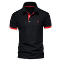 Men's slim fit short sleeve T-shirt with deer embroidery on the chest in a cotton blend fabric.
