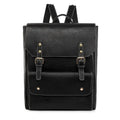 Soft retro style PU backpack shown in black, brown, creamy white, and dark brown colours