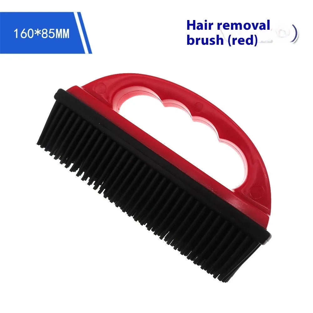 Red pet hair removal brush measuring 160x85mm for grooming cats and dogs and cleaning carpets