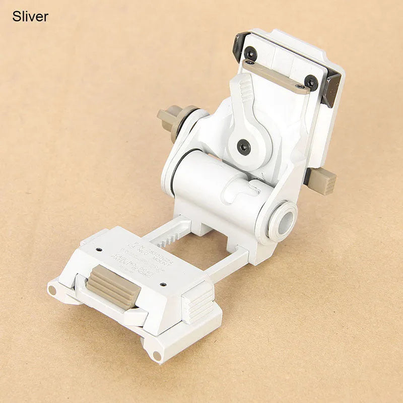 Metal alloy G24 night vision helmet mount with breakaway base in dark earth colour