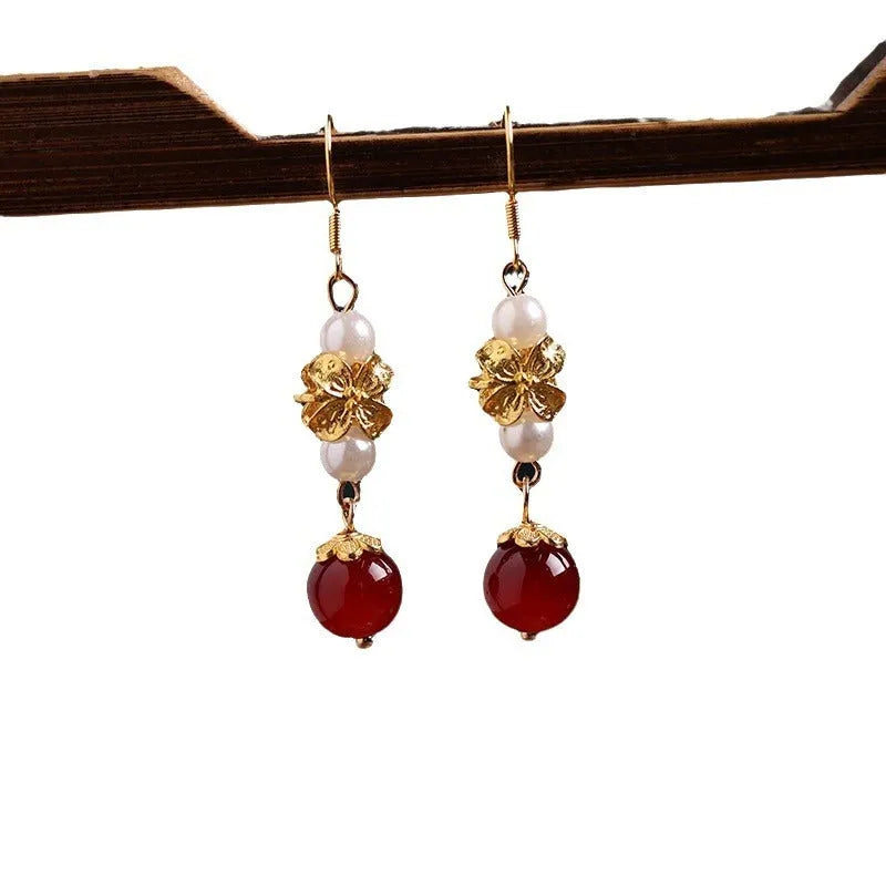 Vintage geometric electroplated alloy earrings for Han cheongsam traditional Chinese costume