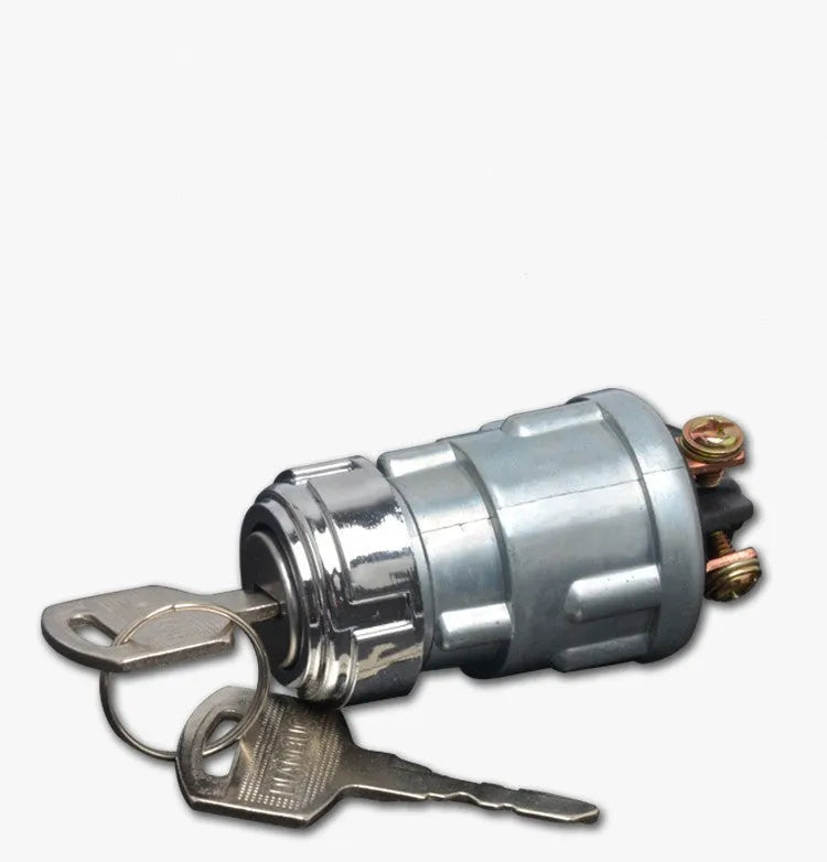 Pure copper car ignition switch with a key for trucks and forklifts.