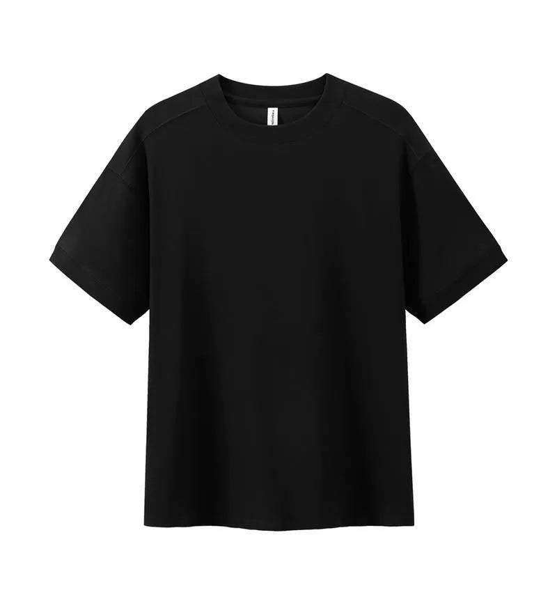Breathable cotton pique short-sleeved T-shirt in a loose pullover style on a solid colour background.