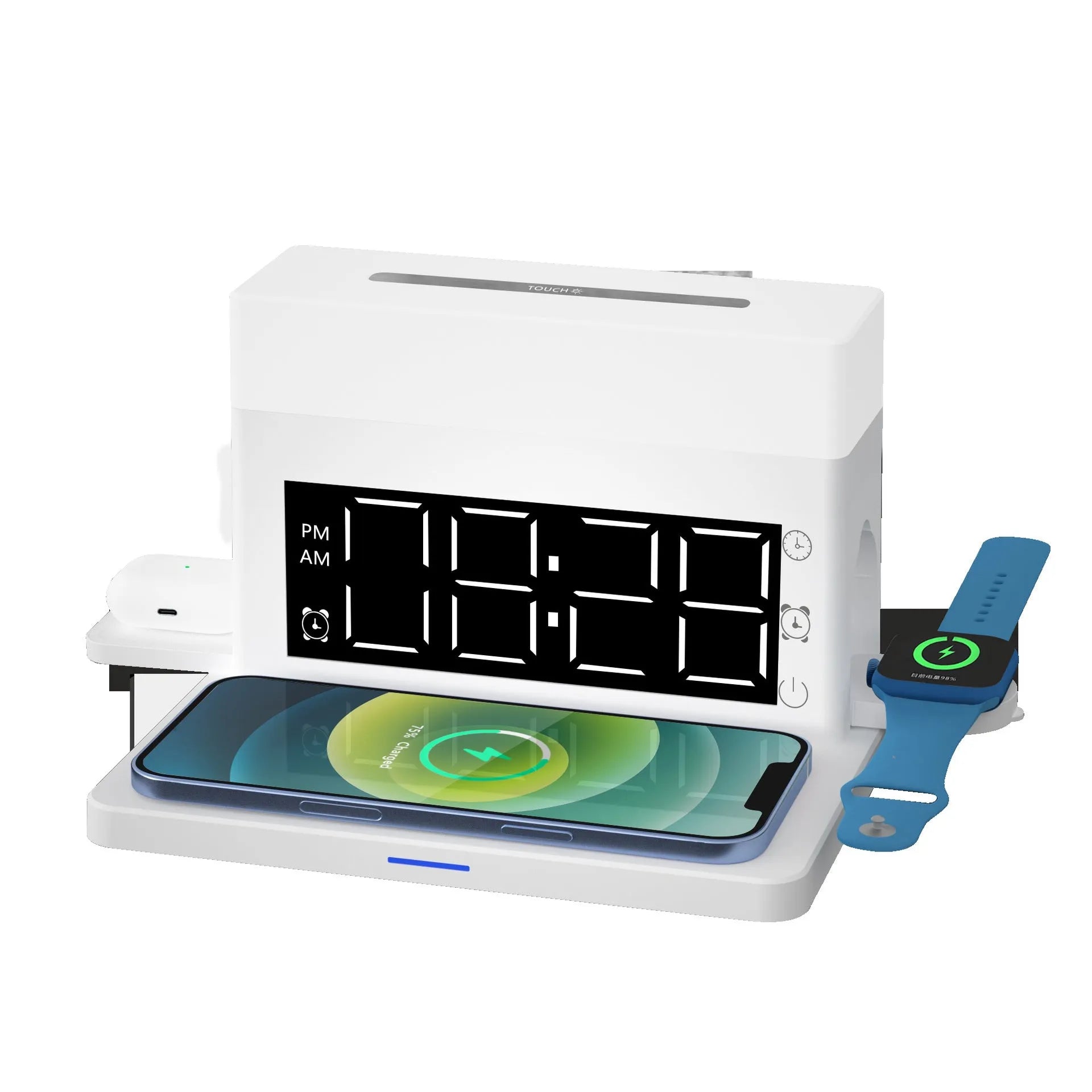 Creative multi-function USB alarm clock with night light in black colour