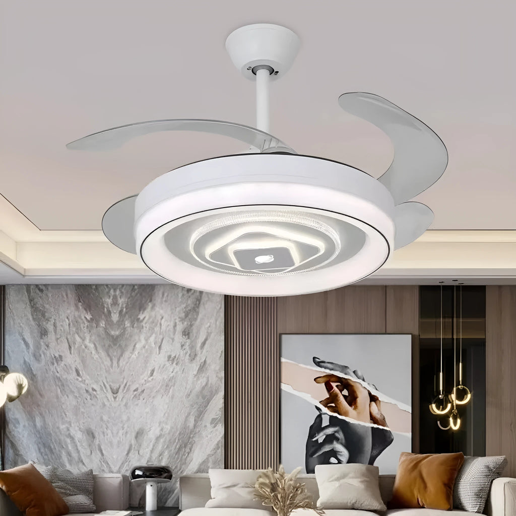 Nordic ceiling fan light with ABS blades in 42-inch or 48-inch diameter sizes