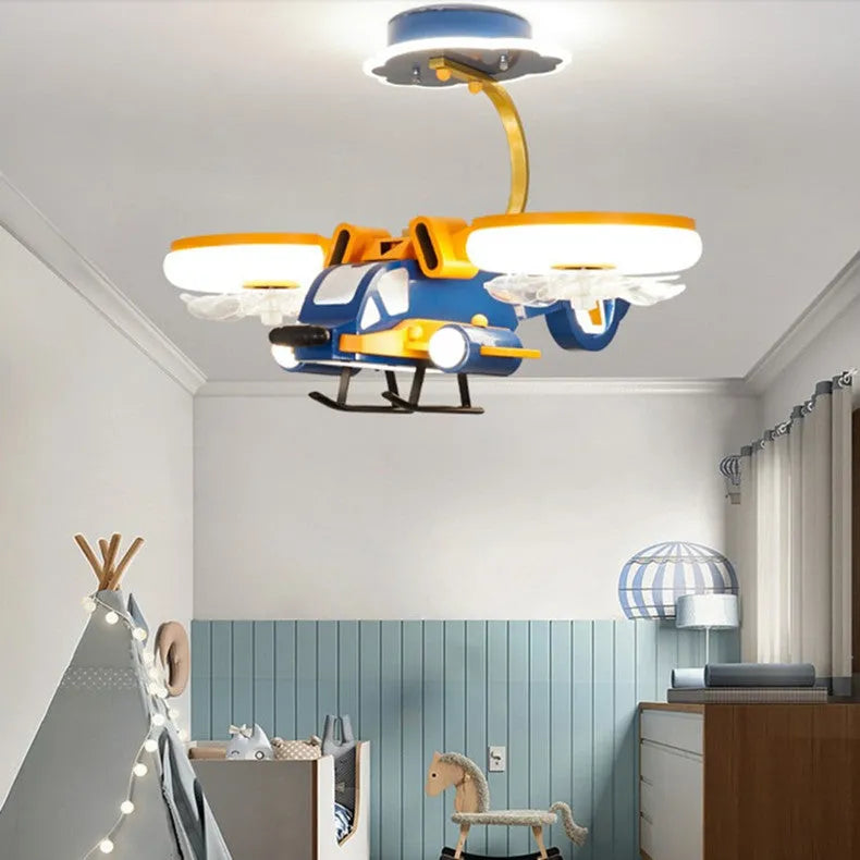 Smart Fighter Boy ceiling fan light with acrylic shade and metal blades for bedroom installation