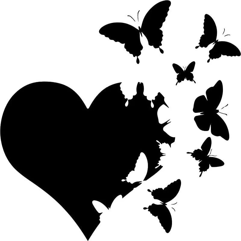 Butterfly car decoration sticker in six colours with 15cm square plastic design