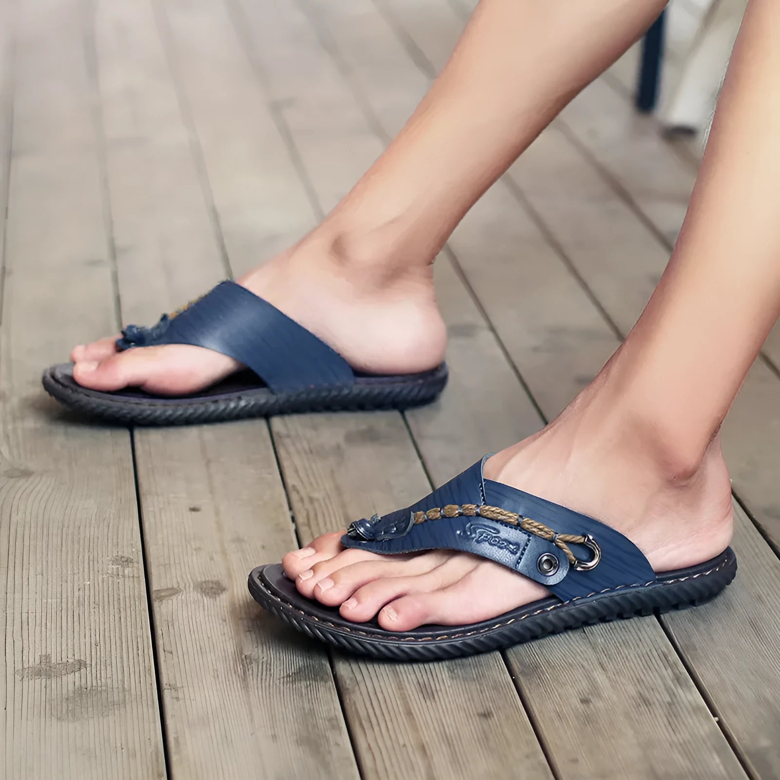 Men's non-slip casual slippers with PU leather upper in four colour options