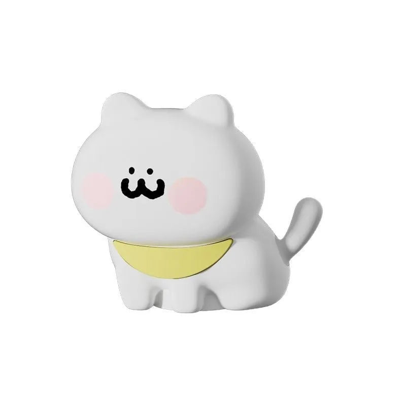 Cartoon silicone happy kitten night light with yellow light and built-in battery for bedside use
