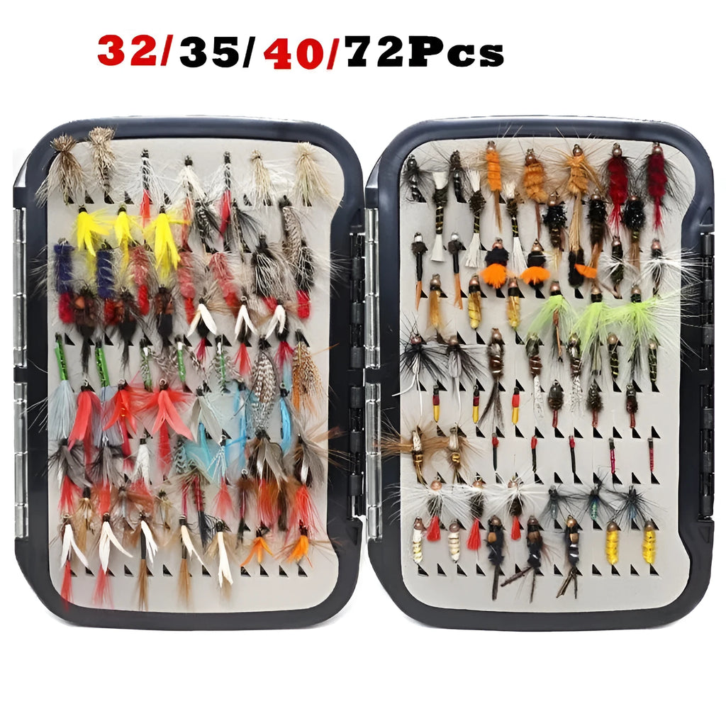 Old gun colour fly hook micro lure set with 114 bionic sequin lures in box