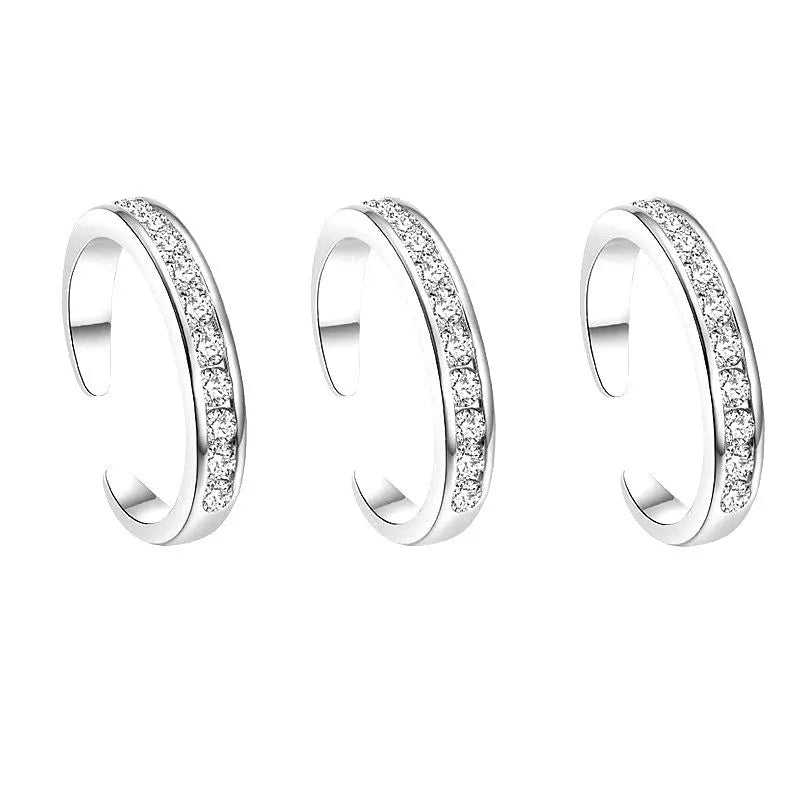 Silver open foot ring for women with adjustable opening bow shape and English letter detail