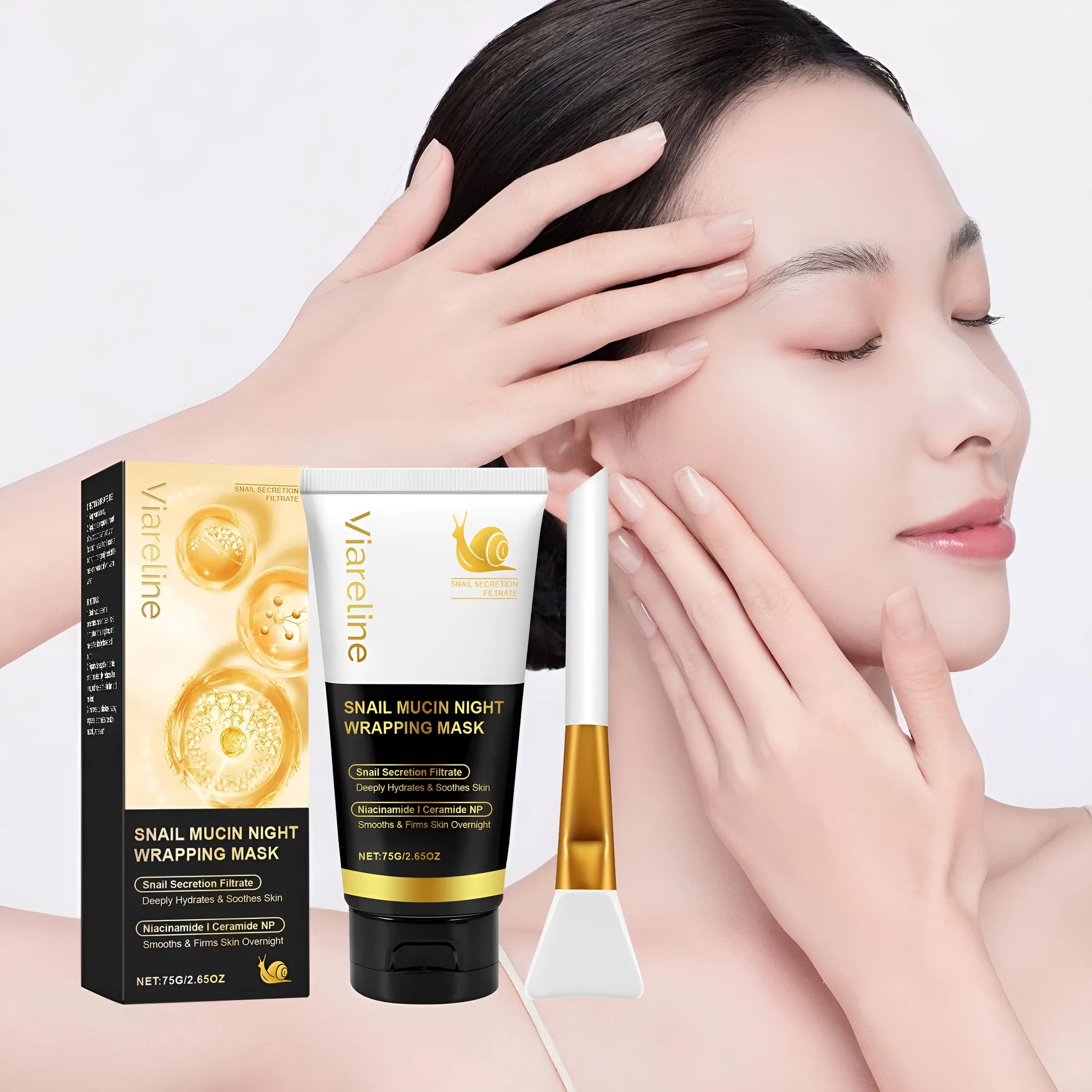 Turmeric sleep mask jar with application brush, 4.6cm diameter, 120g facial treatment set