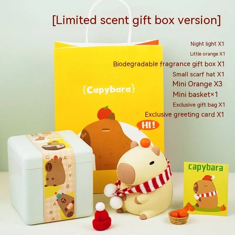 Small capybara-shaped silicone night light decorative lamp with USB charging cable